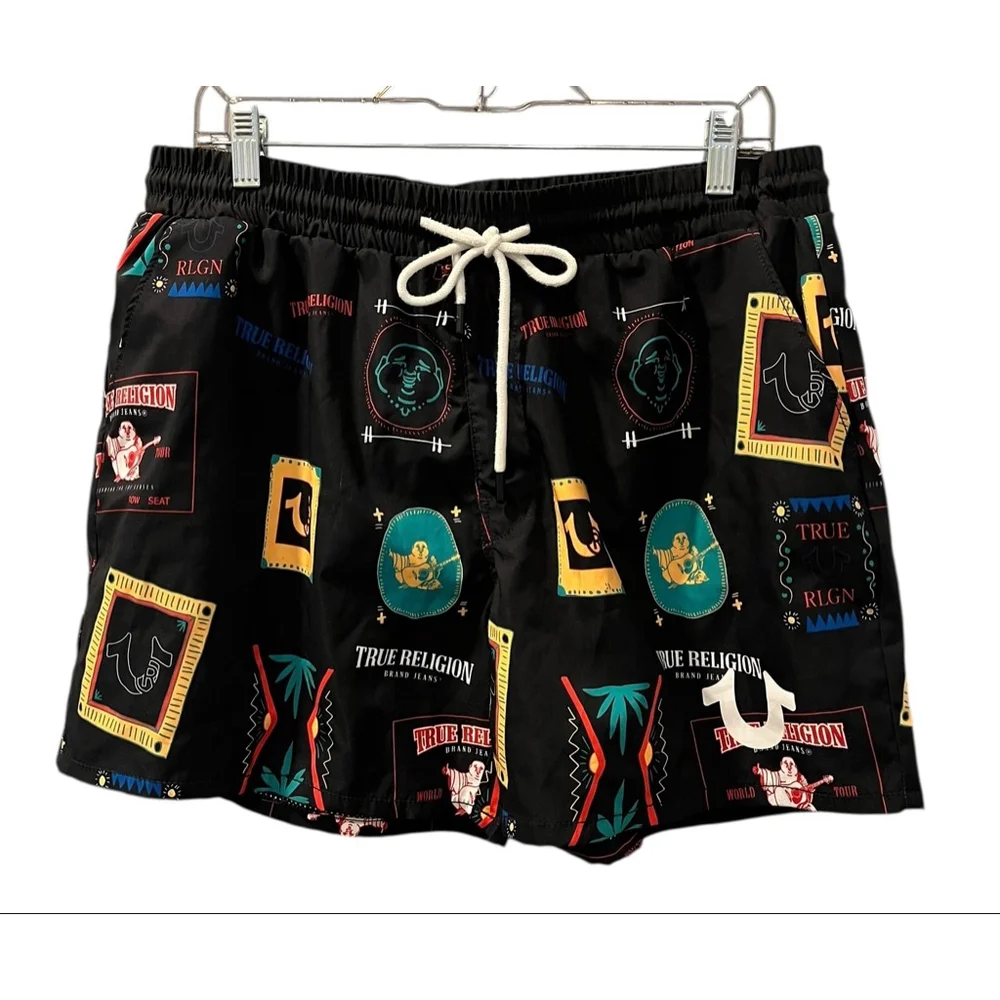 True Religion Resort Print Board Buddha Shorts Men's Size Med Swimming Trunks